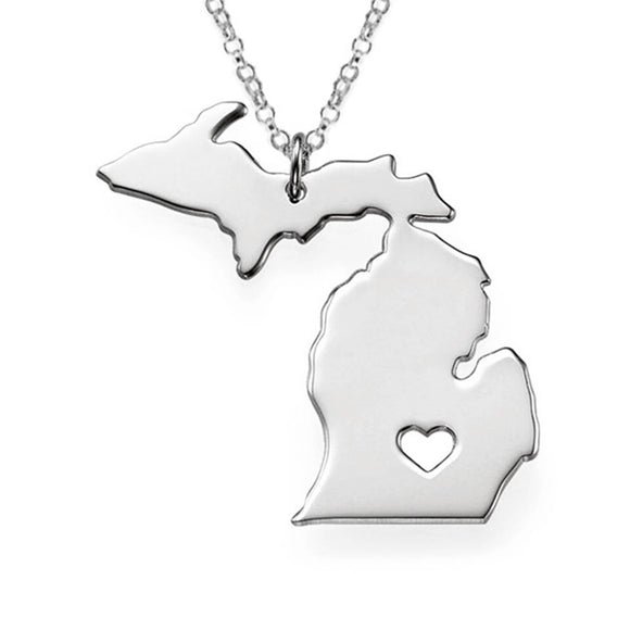 State of Michigan Pendant Necklace