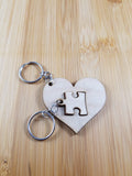 Puzzle piece heart keychain set
