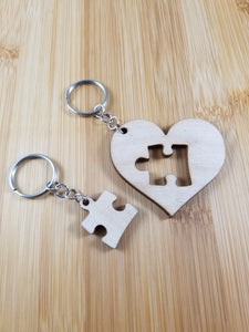 Puzzle piece heart keychain set