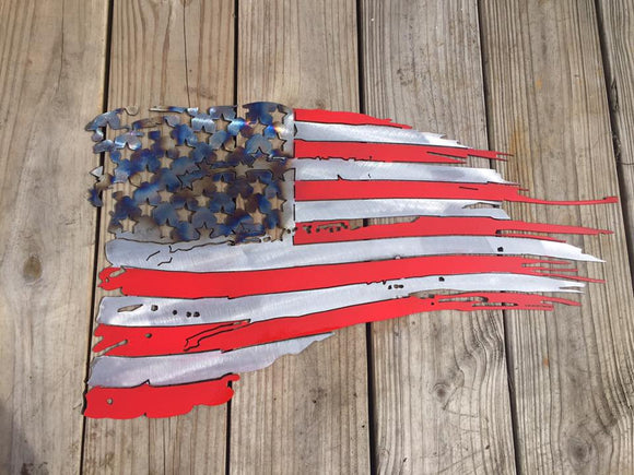 tattered american flag art